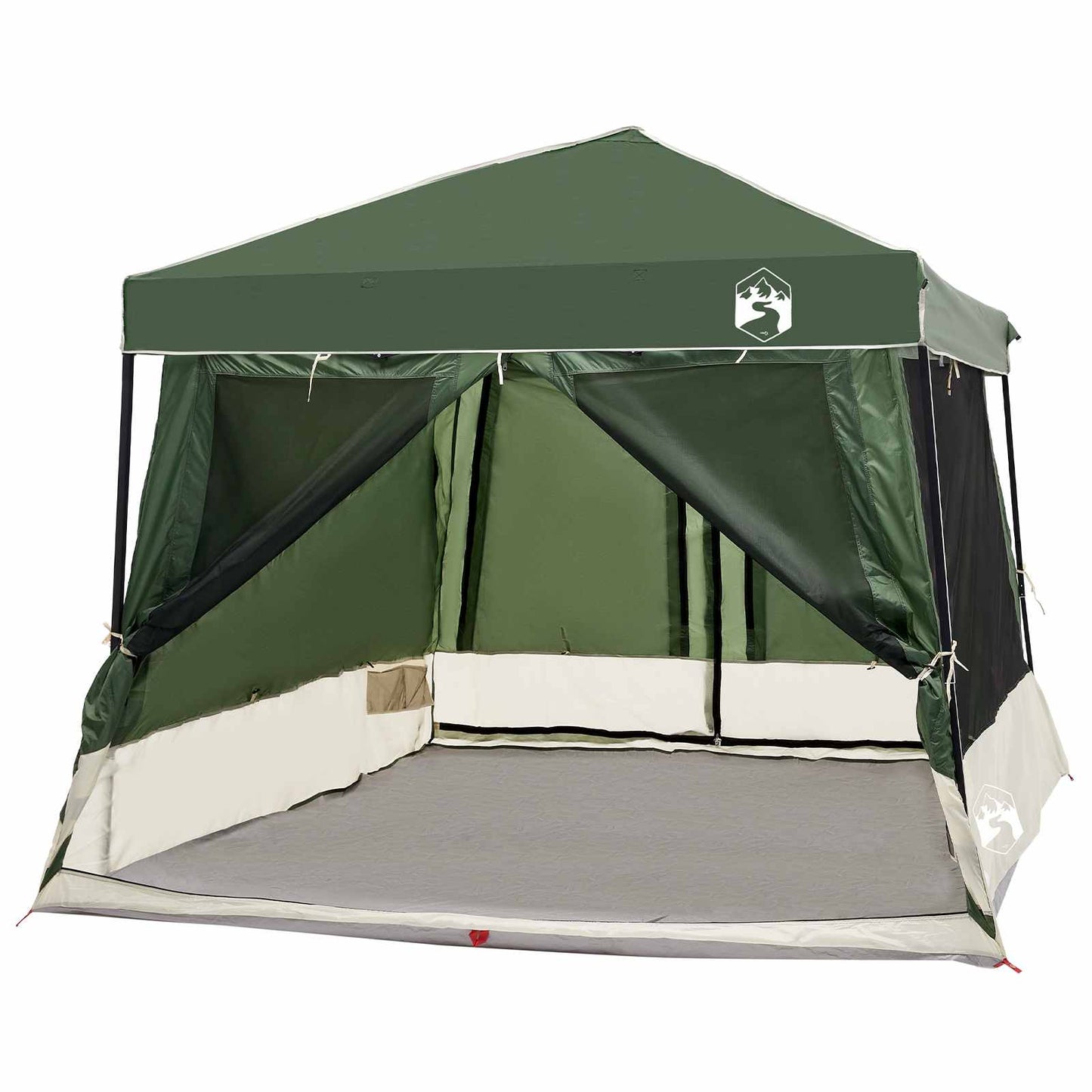 vidaXL Camping Tent Set Folding 2 pcs Green Taffeta and Fabric