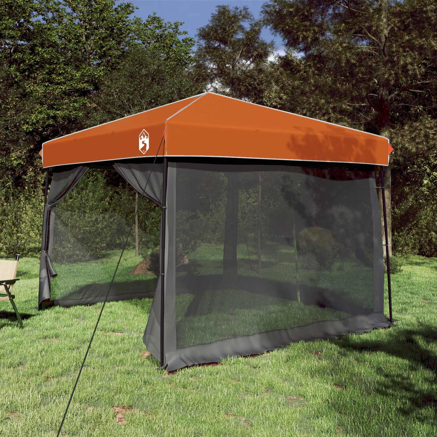 vidaXL Camping Tent Set 2 pcs Grey and Orange Taffeta and Fabric