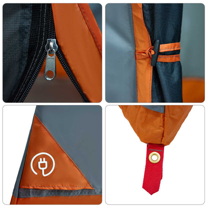 vidaXL Camping Tent Set 2 pcs Grey and Orange Taffeta and Fabric