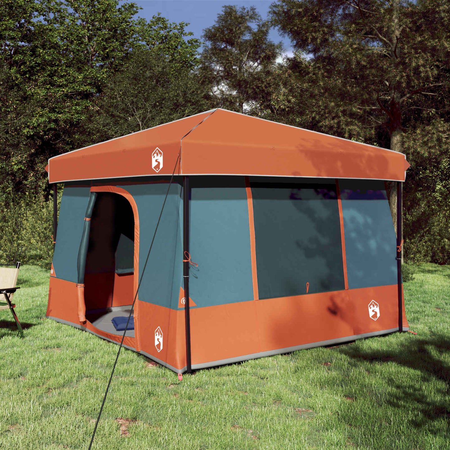 vidaXL Camping Tent Set 2 pcs Grey and Orange Taffeta and Fabric