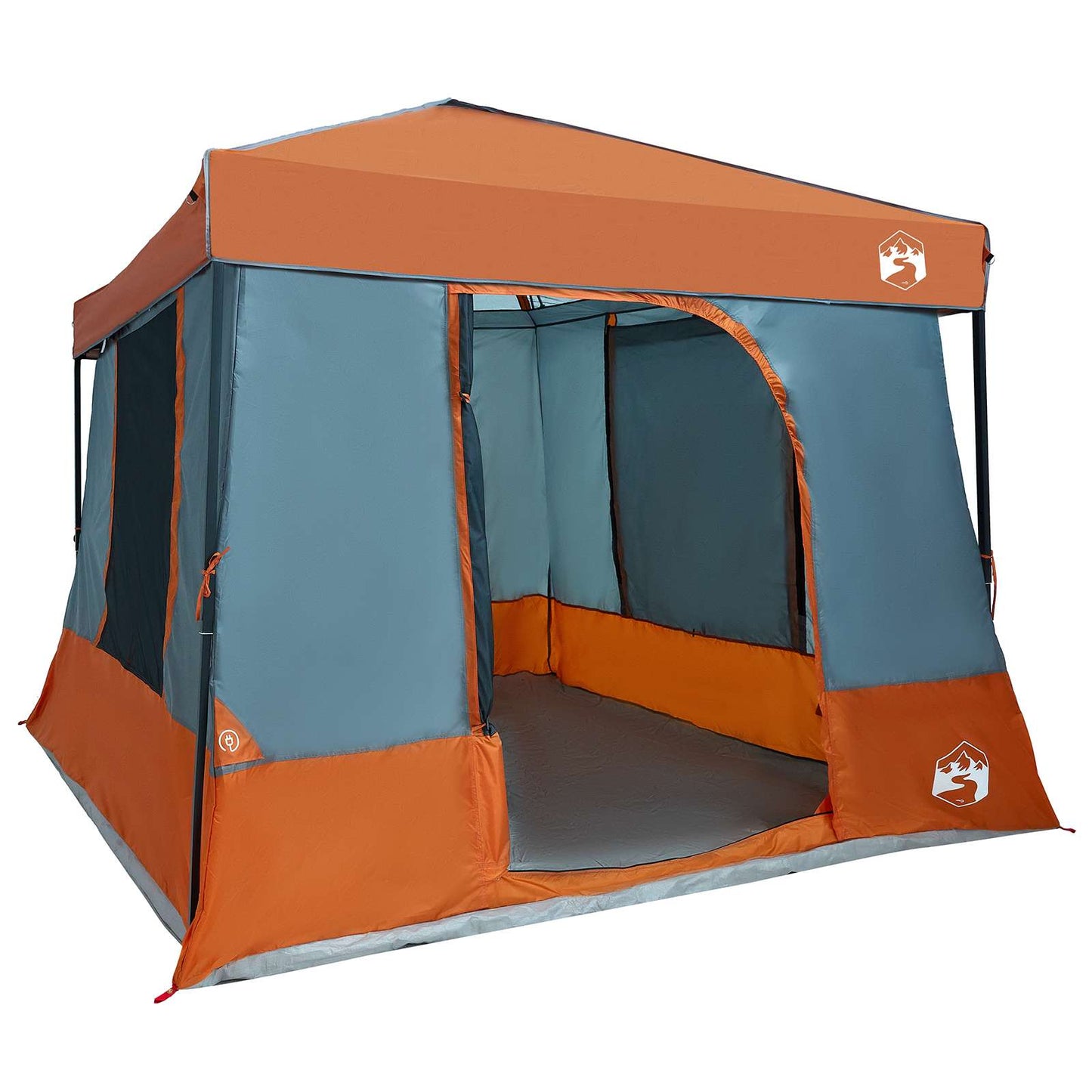 vidaXL Camping Tent Set 2 pcs Grey and Orange Taffeta and Fabric