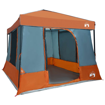 vidaXL Camping Tent Set 2 pcs Grey and Orange Taffeta and Fabric