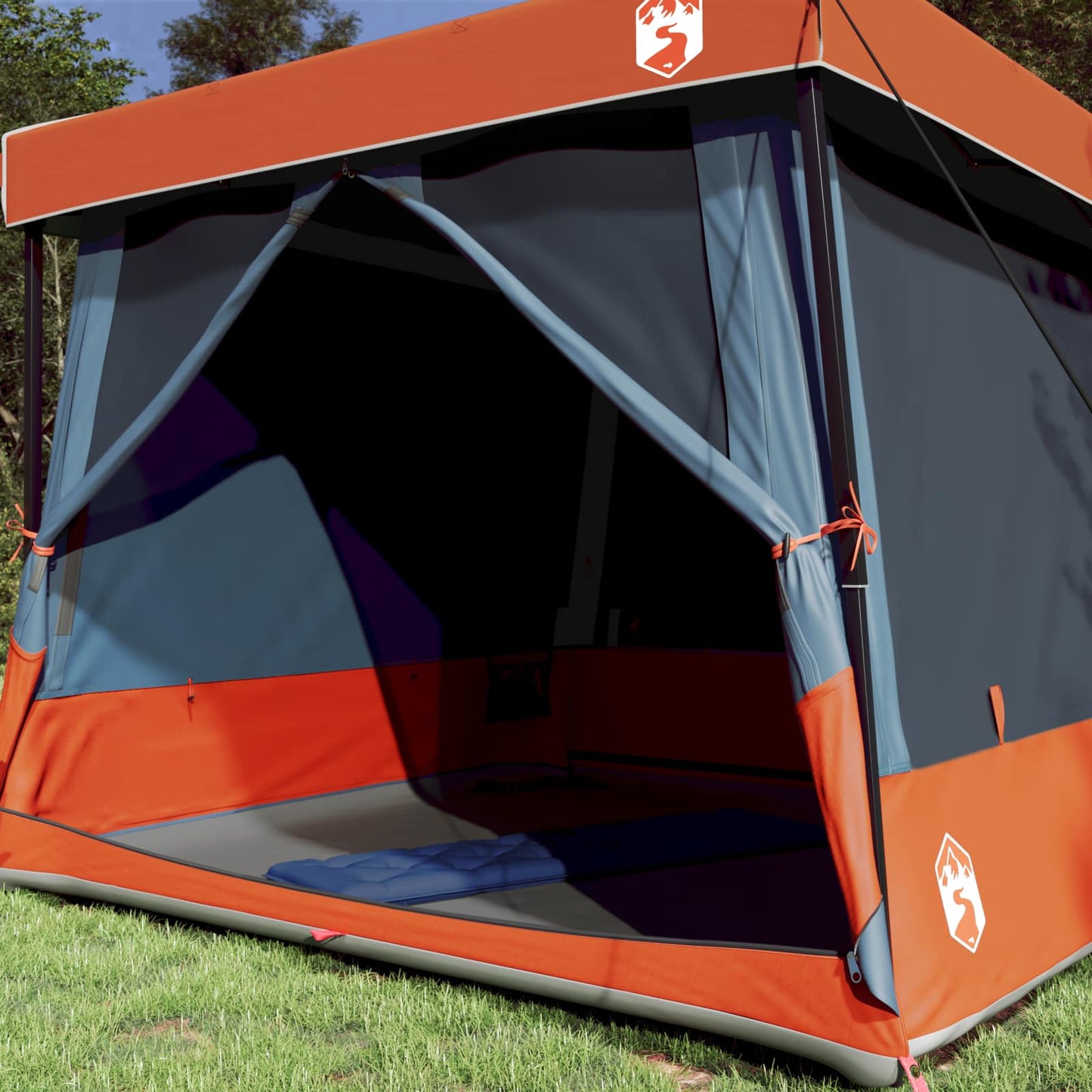 vidaXL Camping Tent Set 2 pcs Grey and Orange Taffeta and Fabric