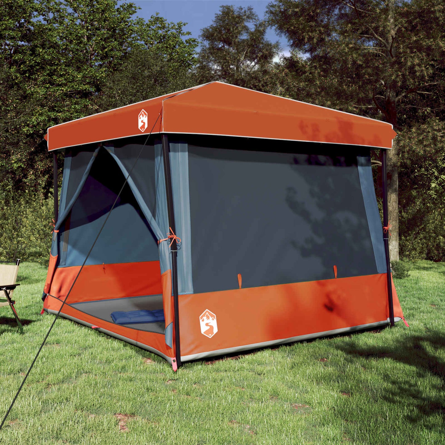 vidaXL Camping Tent Set 2 pcs Grey and Orange Taffeta and Fabric
