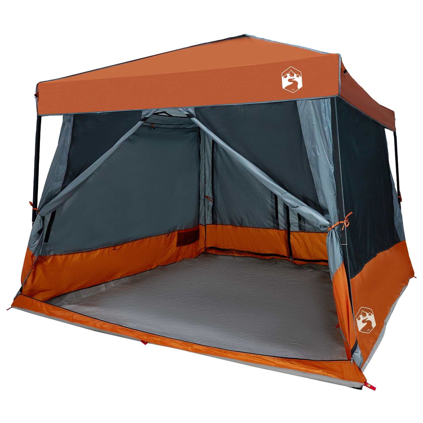 vidaXL Camping Tent Set 2 pcs Grey and Orange Taffeta and Fabric