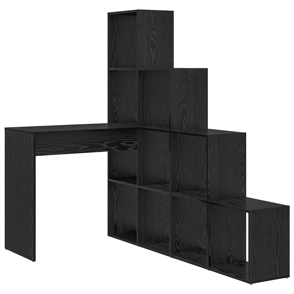 vidaXL Corner Desk Black Oak 101.5 x 149.5 x 149.5 cm Engineered Wood