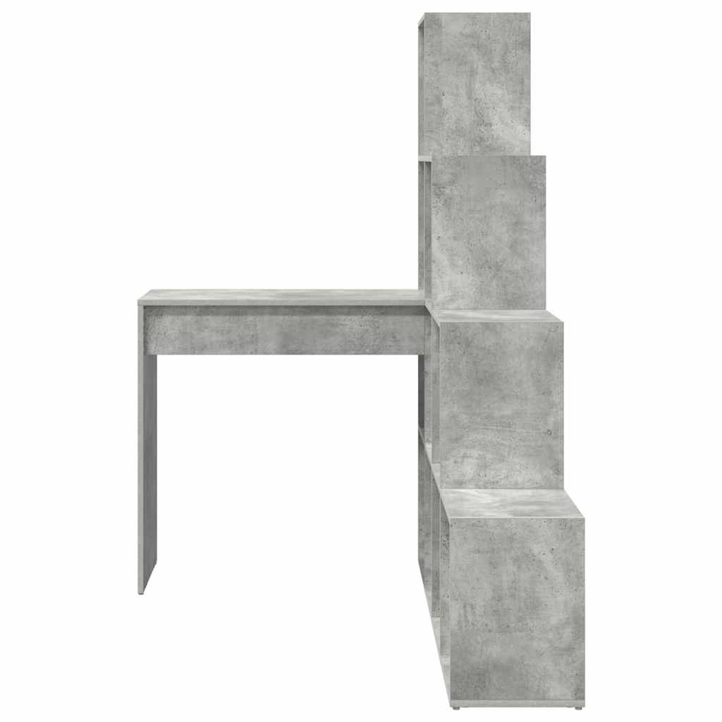 vidaXL Corner Desk with Shelf Concrete Grey 101.5 x 149.5 x 149.5 cm