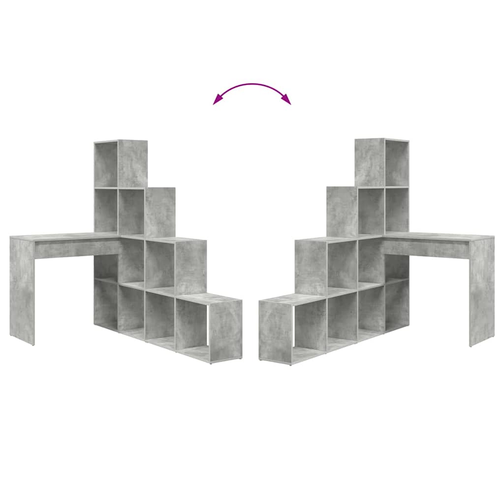 vidaXL Corner Desk with Shelf Concrete Grey 101.5 x 149.5 x 149.5 cm