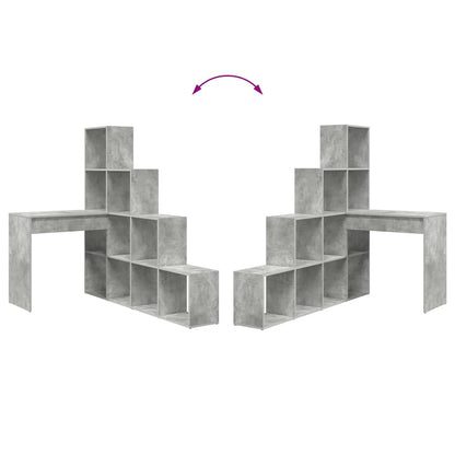 vidaXL Corner Desk with Shelf Concrete Grey 101.5 x 149.5 x 149.5 cm