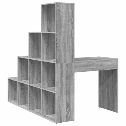 vidaXL Corner Desk with Shelf Grey Sonoma 101.5 x 149.5 x 149.5 cm
