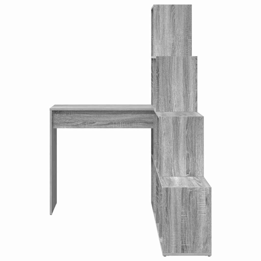 vidaXL Corner Desk with Shelf Grey Sonoma 101.5 x 149.5 x 149.5 cm