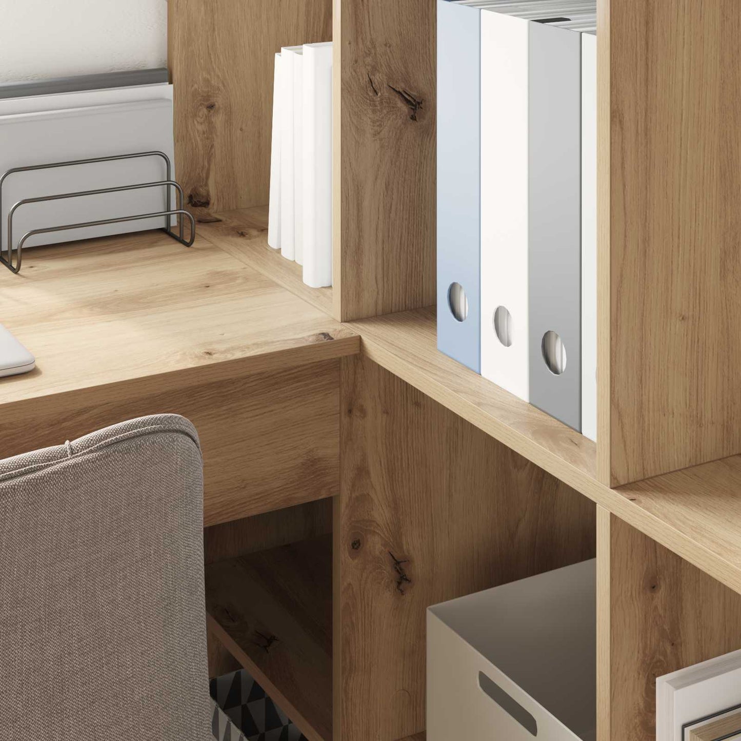 vidaXL Corner Desk with Shelf Artisan Oak 101.5 x 149.5 x 149.5 cm