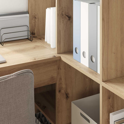 vidaXL Corner Desk with Shelf Artisan Oak 101.5 x 149.5 x 149.5 cm
