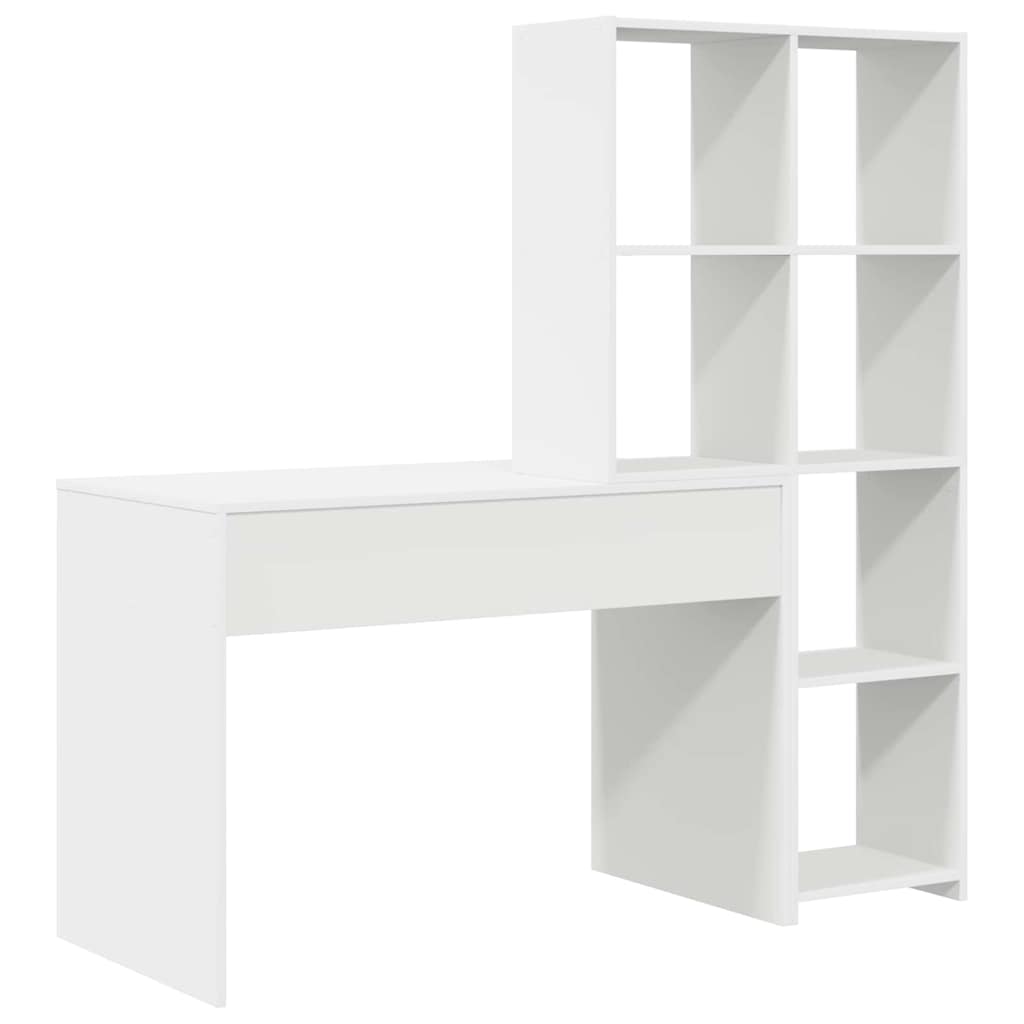 vidaXL Desk with Shelf White 138.5 x 55 x 143 cm Engineered Wood