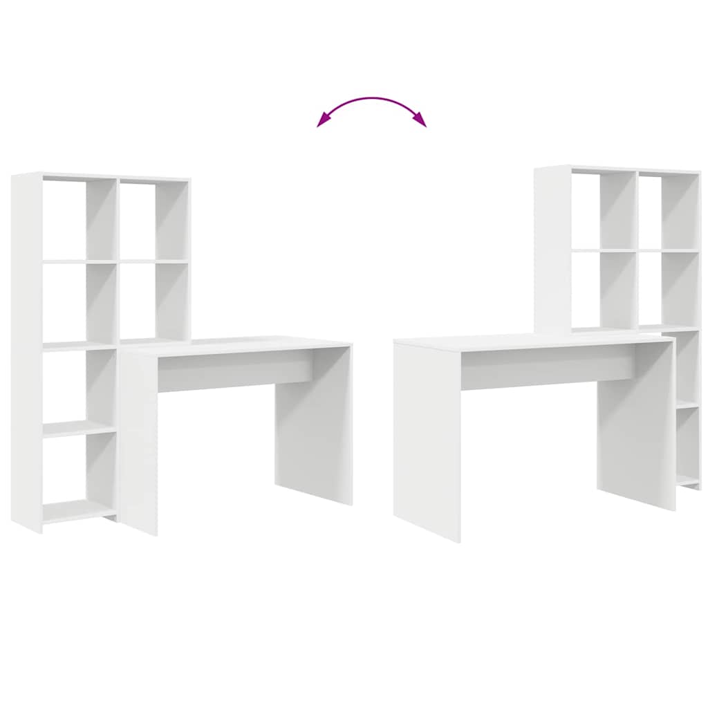 vidaXL Desk with Shelf White 138.5 x 55 x 143 cm Engineered Wood