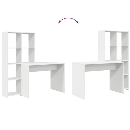 vidaXL Desk with Shelf White 138.5 x 55 x 143 cm Engineered Wood