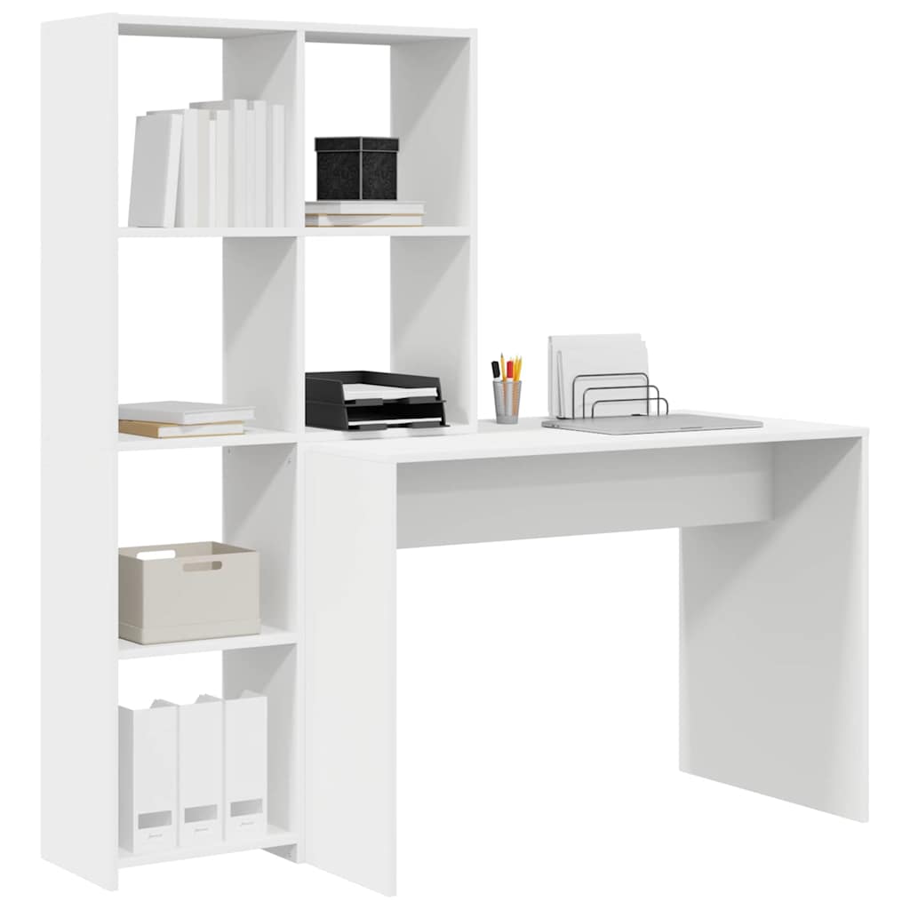 vidaXL Desk with Shelf White 138.5 x 55 x 143 cm Engineered Wood