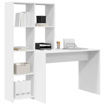 vidaXL Desk with Shelf White 138.5 x 55 x 143 cm Engineered Wood