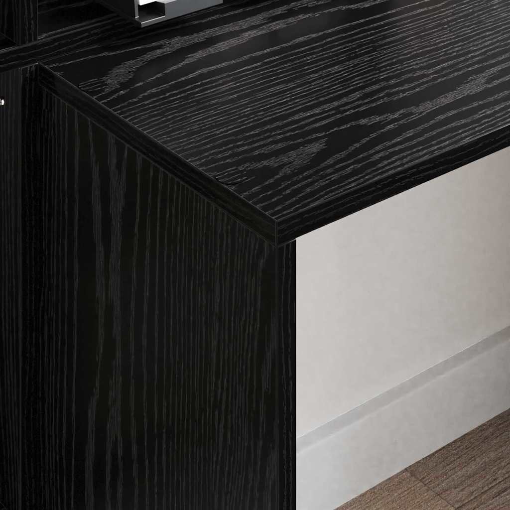 vidaXL Desk with Shelf Black Oak 138.5 x 55 x 143 cm Engineered Wood