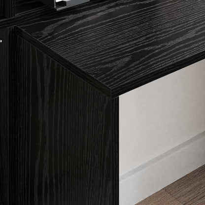 vidaXL Desk with Shelf Black Oak 138.5 x 55 x 143 cm Engineered Wood