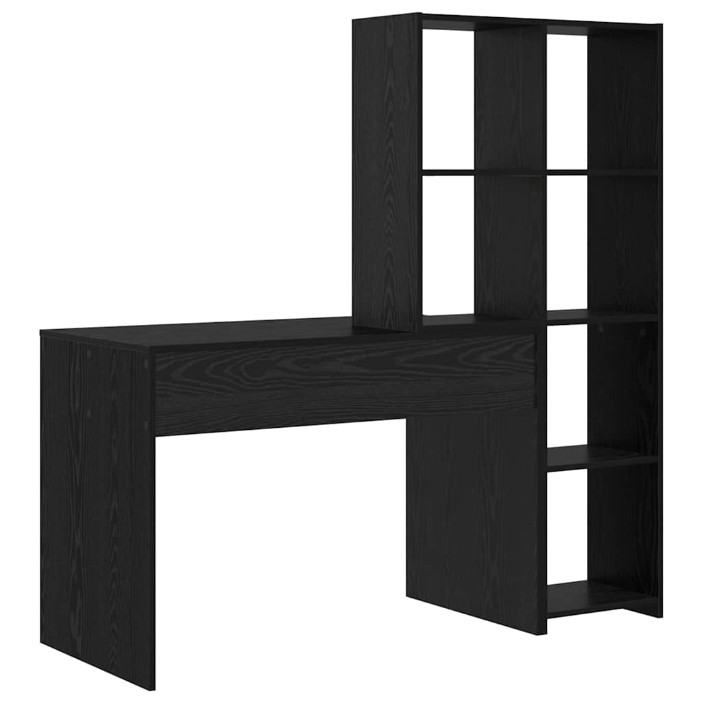 vidaXL Desk with Shelf Black Oak 138.5 x 55 x 143 cm Engineered Wood