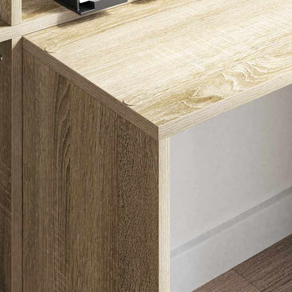 vidaXL Desk with Shelf Sonoma Oak 138.5 x 55 x 143 cm Engineered Wood