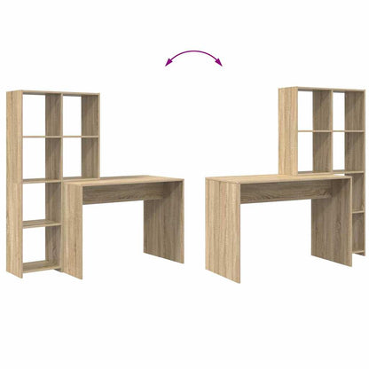 vidaXL Desk with Shelf Sonoma Oak 138.5 x 55 x 143 cm Engineered Wood