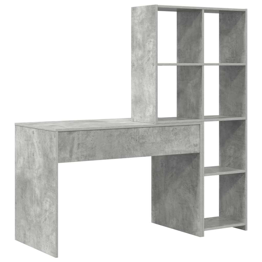 vidaXL Desk Concrete Grey 138.5 x 55 x 143 cm Engineered Wood