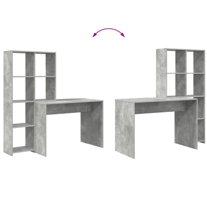 vidaXL Desk Concrete Grey 138.5 x 55 x 143 cm Engineered Wood