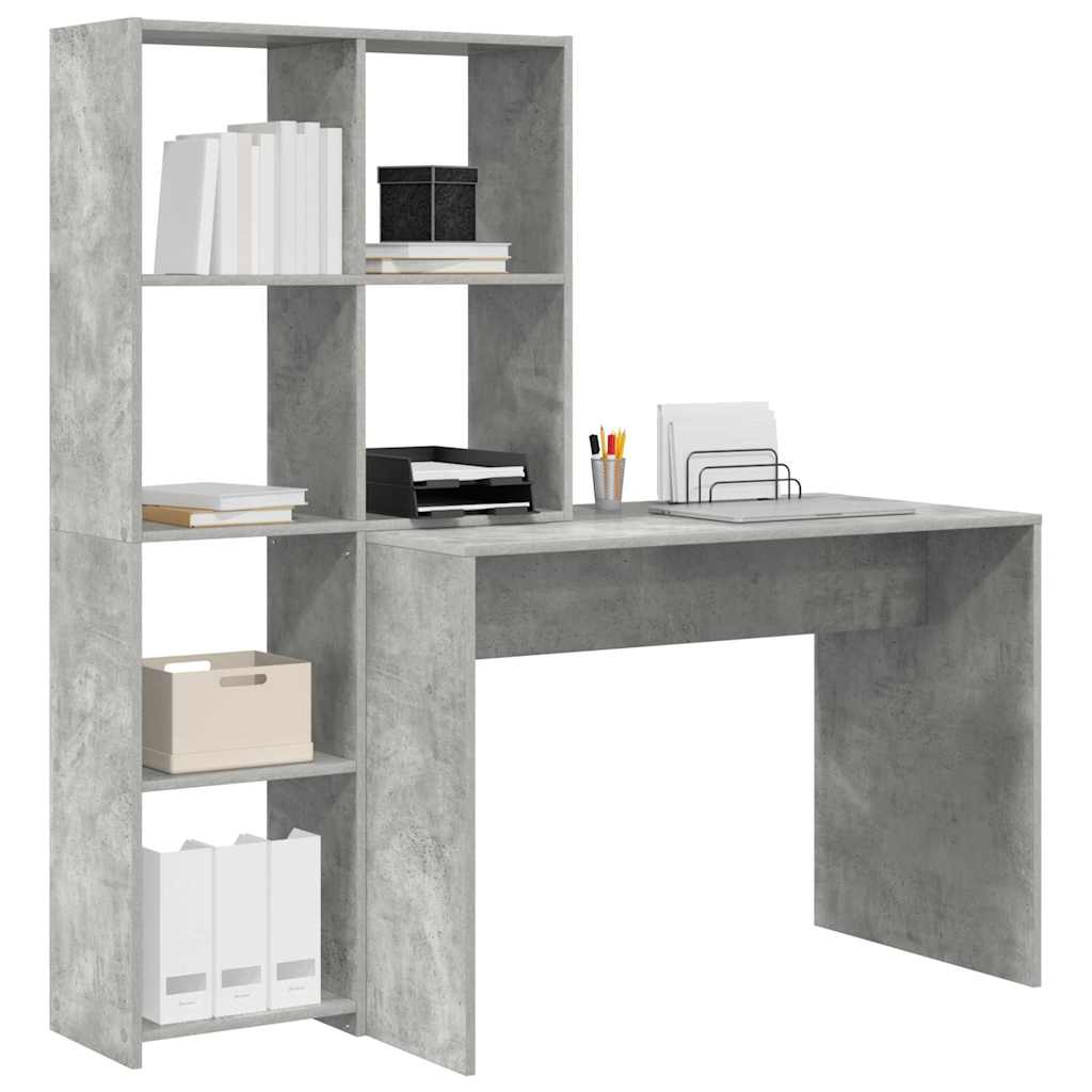 vidaXL Desk Concrete Grey 138.5 x 55 x 143 cm Engineered Wood