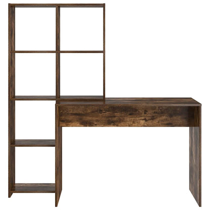 vidaXL Desk with Shelf Smoked Oak 138.5 x 55 x 143 cm Engineered Wood