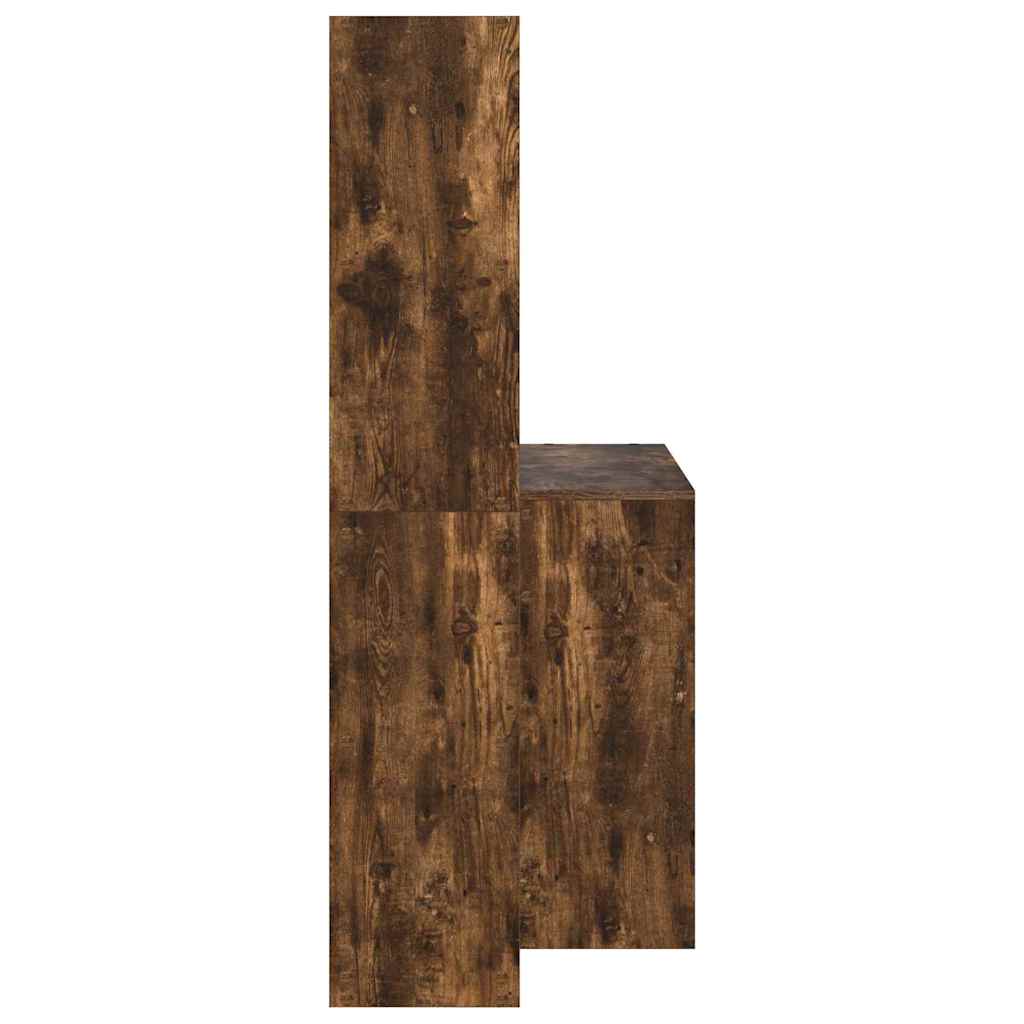 vidaXL Desk with Shelf Smoked Oak 138.5 x 55 x 143 cm Engineered Wood