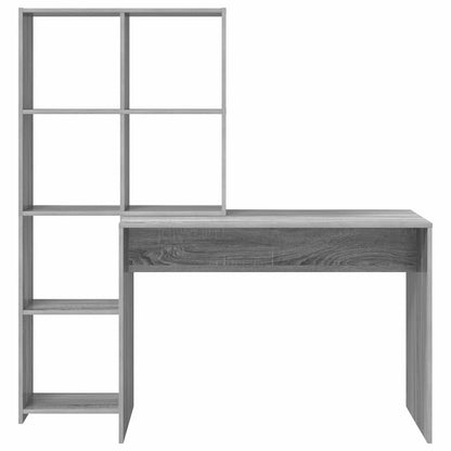 vidaXL Desk with Shelf Grey Sonoma 138.5 x 55 x 143 cm Engineered Wood