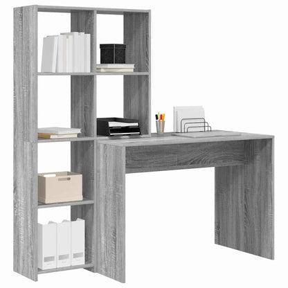 vidaXL Desk with Shelf Grey Sonoma 138.5 x 55 x 143 cm Engineered Wood