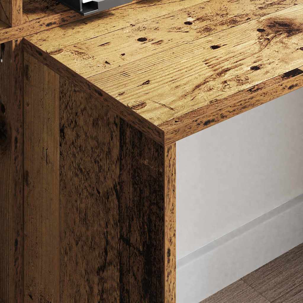 vidaXL Desk with Shelf Old Wood 138.5 x 55 x 143 cm Engineered Wood