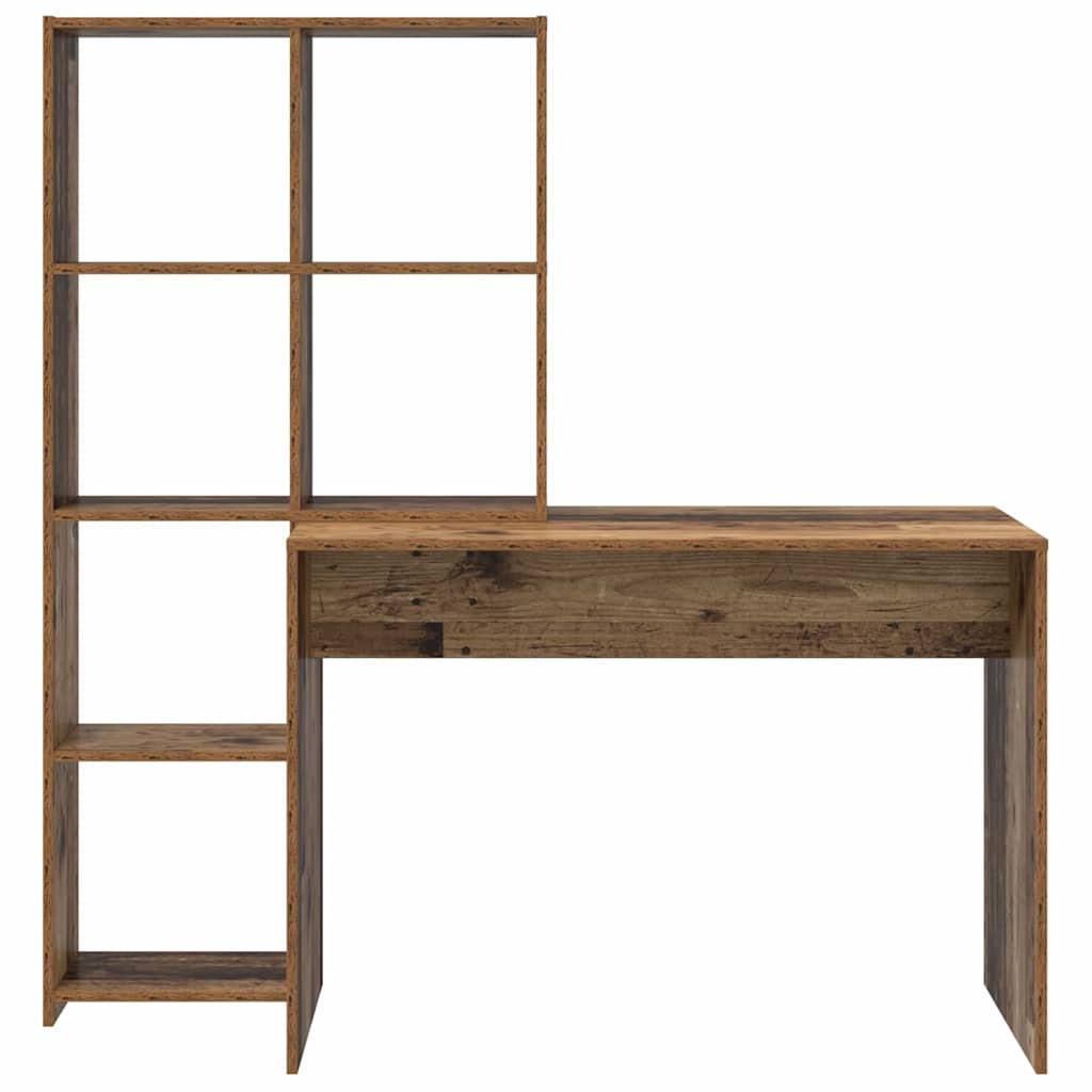 vidaXL Desk with Shelf Old Wood 138.5 x 55 x 143 cm Engineered Wood