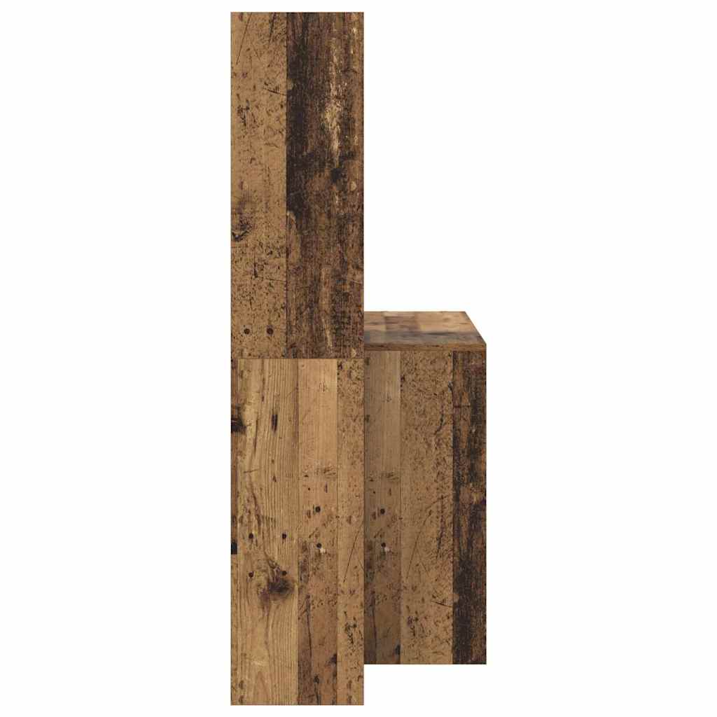 vidaXL Desk with Shelf Old Wood 138.5 x 55 x 143 cm Engineered Wood