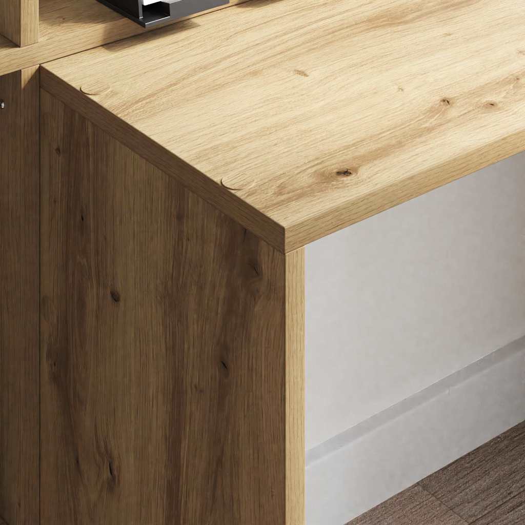 vidaXL Desk with Shelf Artisan Oak 138.5 x 55 x 143 cm Engineered Wood