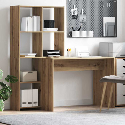 vidaXL Desk Artisan Oak Engineered Wood 138.5 x 55 x 143 cm