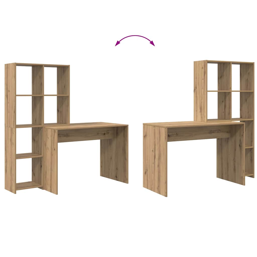 vidaXL Desk with Shelf Artisan Oak 138.5 x 55 x 143 cm Engineered Wood