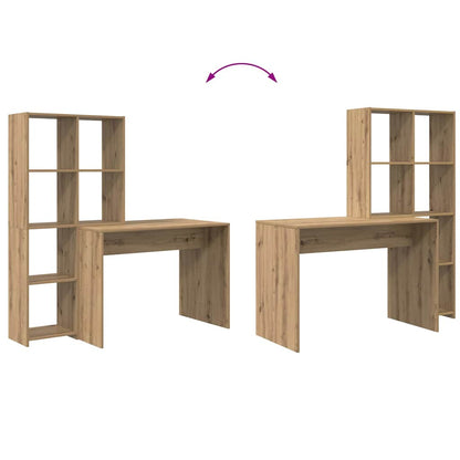 vidaXL Desk with Shelf Artisan Oak 138.5 x 55 x 143 cm Engineered Wood