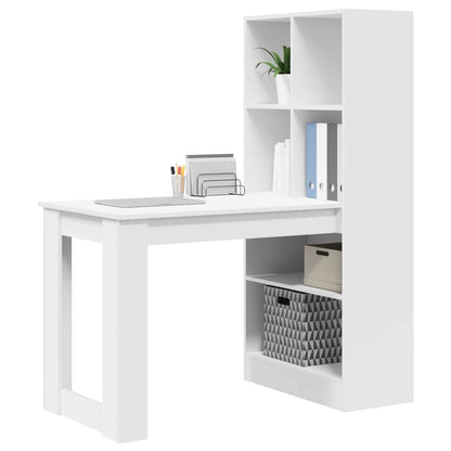 vidaXL Desk White Engineered Wood 122 x 67 x 145 cm