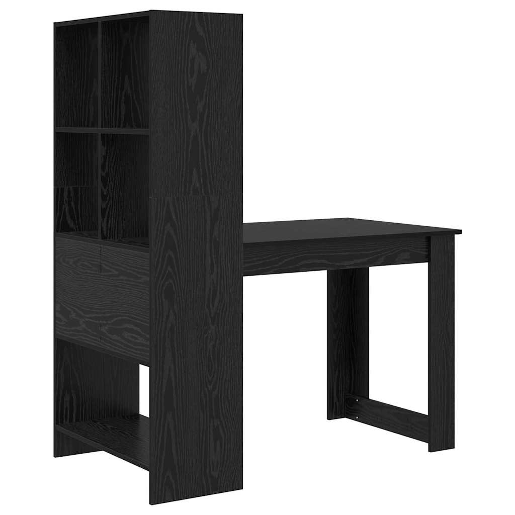 vidaXL Desk with Shelf Black Oak 122 x 67 x 145 cm Engineered Wood