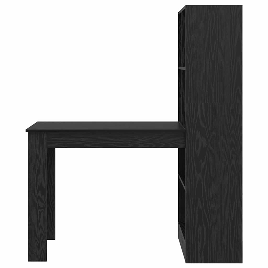 vidaXL Desk with Shelf Black Oak 122 x 67 x 145 cm Engineered Wood