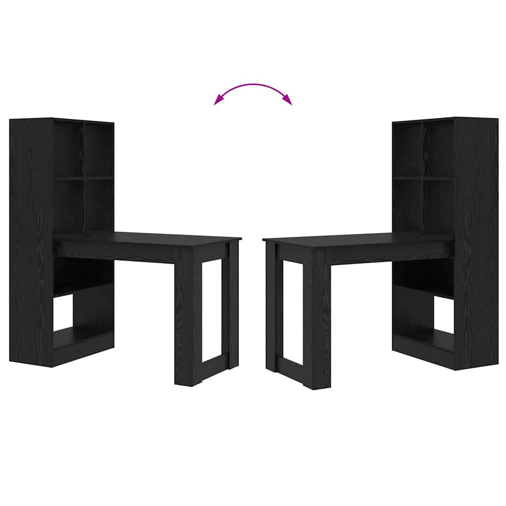 vidaXL Desk with Shelf Black Oak 122 x 67 x 145 cm Engineered Wood