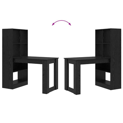 vidaXL Desk with Shelf Black Oak 122 x 67 x 145 cm Engineered Wood