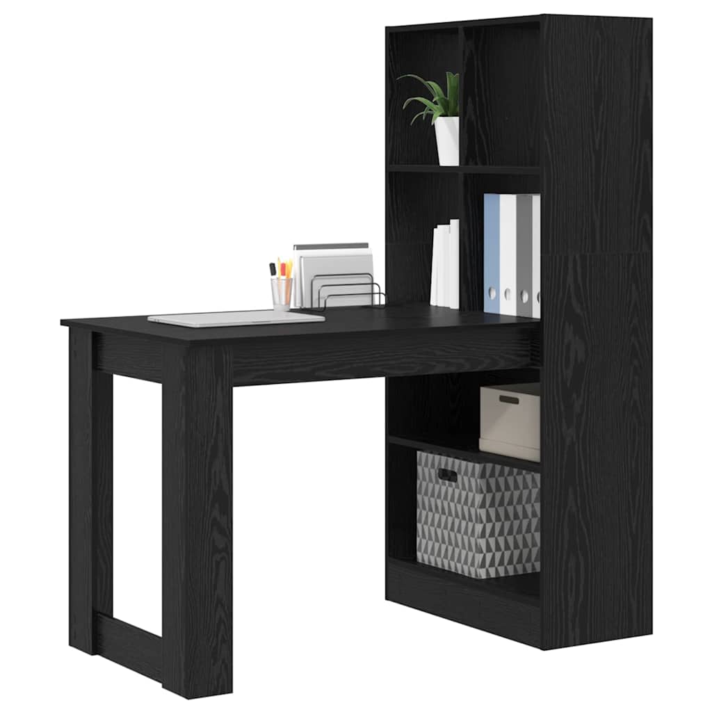 vidaXL Desk Black Oak Engineered Wood 122 x 67 x 145 cm