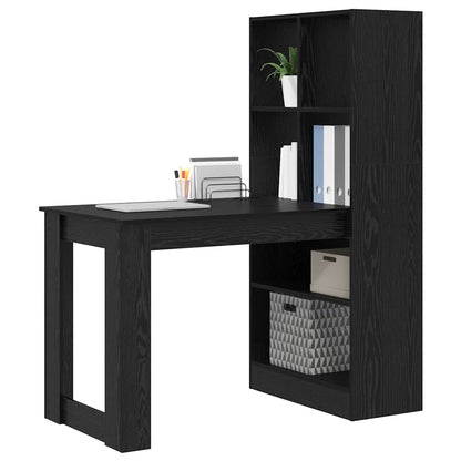 vidaXL Desk Black Oak Engineered Wood 122 x 67 x 145 cm