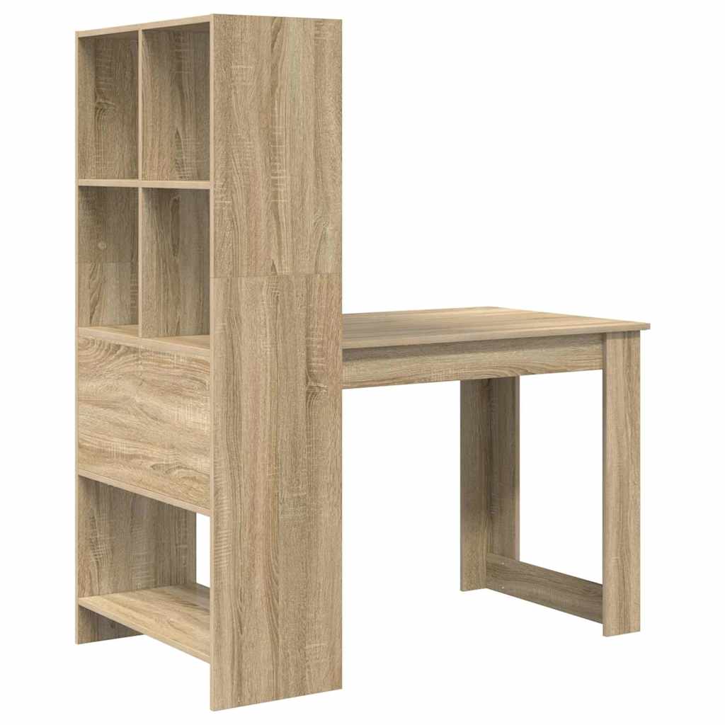 vidaXL Desk Sonoma Oak Engineered Wood 122 x 67 x 145 cm