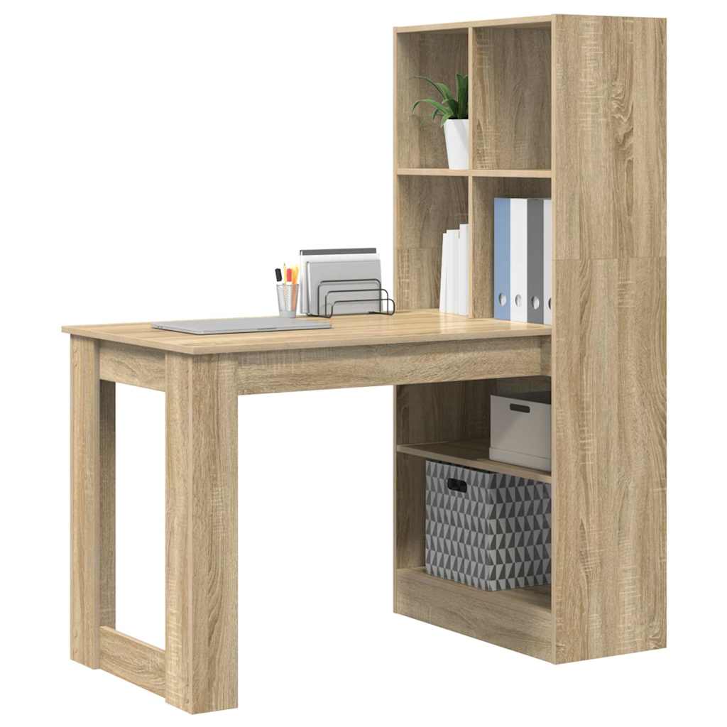 vidaXL Desk Sonoma Oak Engineered Wood 122 x 67 x 145 cm